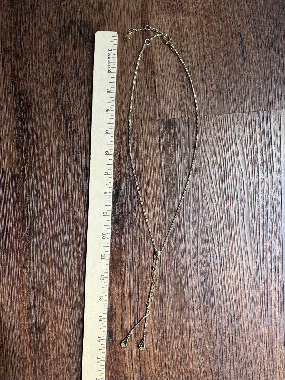 DKNY Gold-Tone Y Drop Necklace 15”